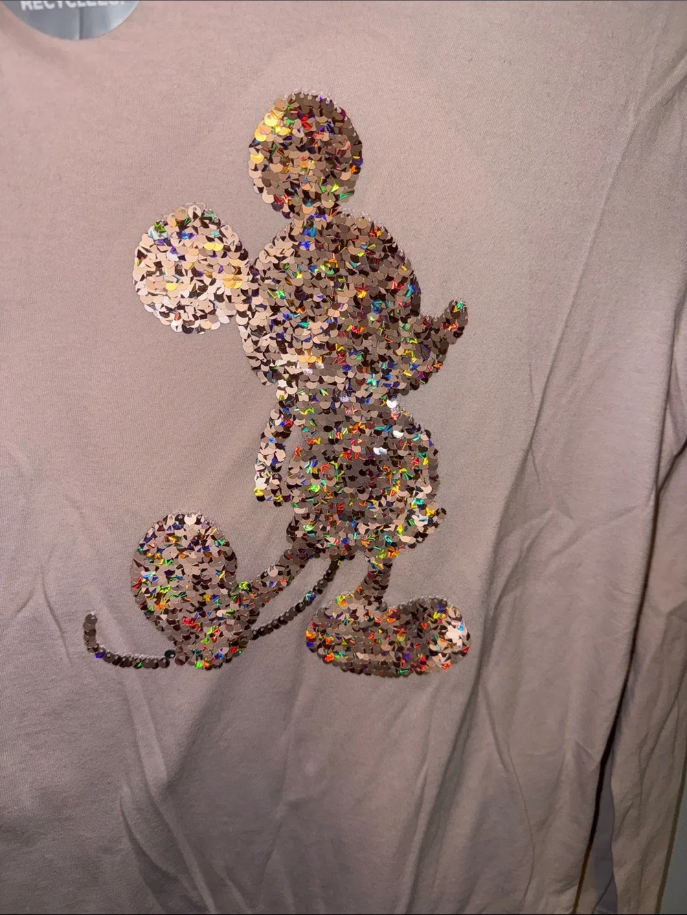 GAP Pink Long-Sleeve Sequin Mickey Mouse Tee